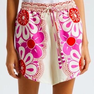 Farm Rio Maia Floral Linen Blend Drawstring Shorts